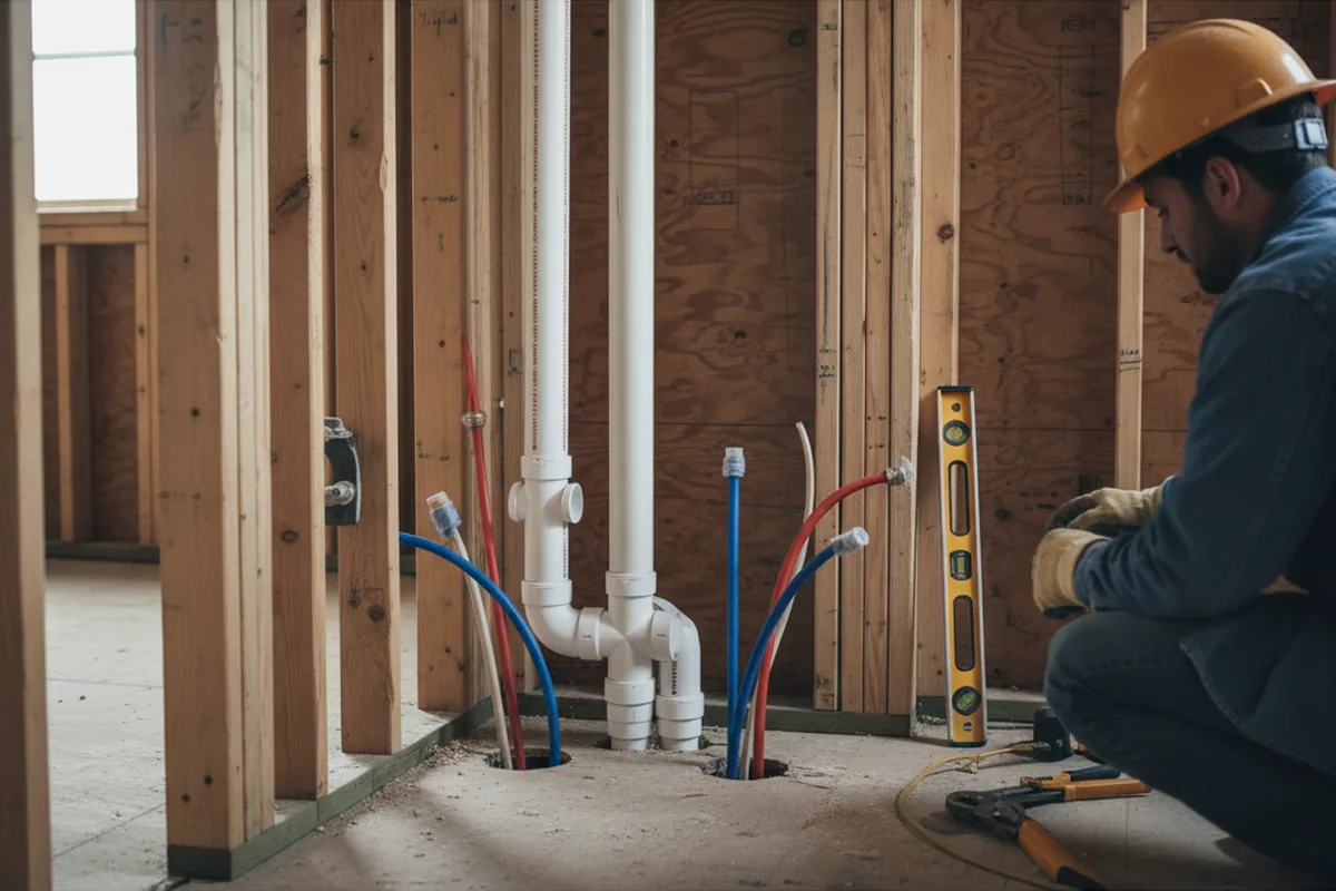 Drain and supply rough-in during Leak Detection in Linesville