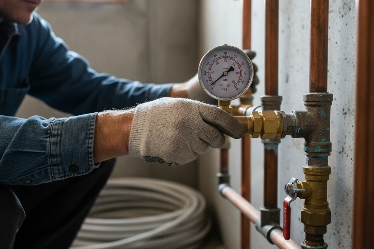 Pressure testing a repaired line during Water Line Repair in Linesville